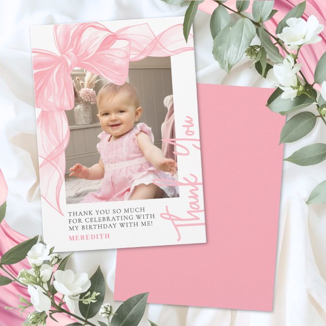 Cartão De Agradecimento Pink Bow (Pink Bow Thank You Card)