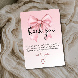 Cartão De Agradecimento Pink Bow 12th Birthday Thank You Card