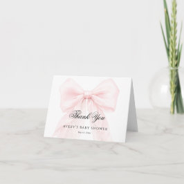 Cartão De Agradecimento Pink Bow Girl Modern Baby Shower