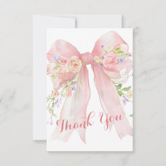 Cartão De Agradecimento Pink Bow Wildflowers Thank You