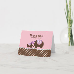 Cartão De Agradecimento Pink & Brown Elephant Thank You Note Card