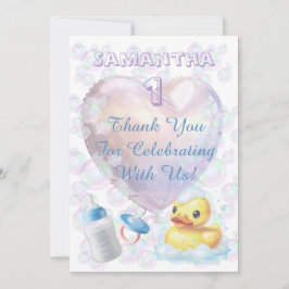 Cartão De Agradecimento Pink Bubble Duck Thank You