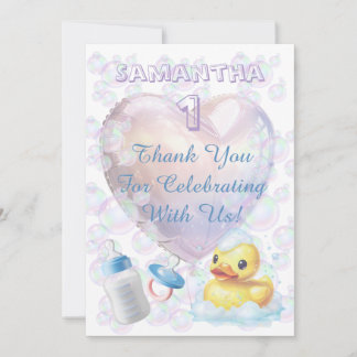 Cartão De Agradecimento Pink Bubble Duck Thank You