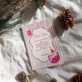 Cartão De Agradecimento Pink Cake Party One Silly Cat 1st Birthday