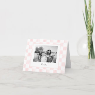 Cartão De Agradecimento Pink Checkerboard Personalized Photo