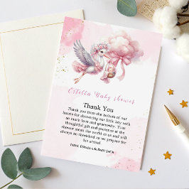 Cartão De Agradecimento Pink Clouds It's a Girl Baby Shower Thank You Card