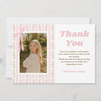 Cartão De Agradecimento Pink Coquette Floral Graduation Thank You Card