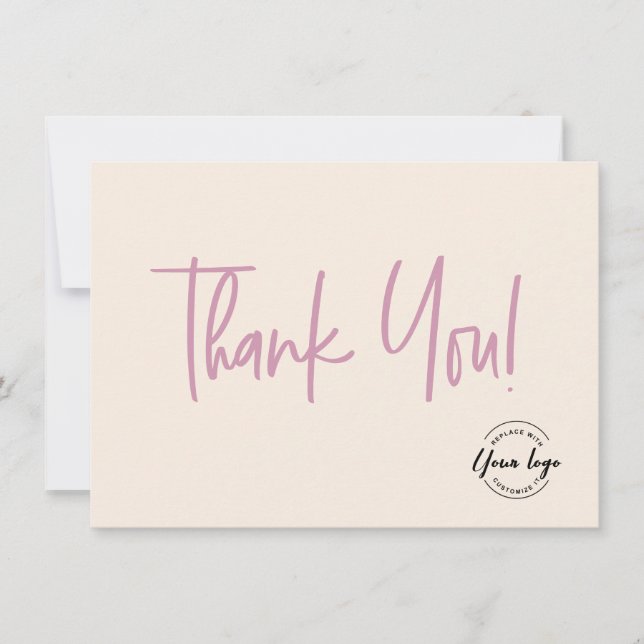 Cartão De Agradecimento Pink Cream black Company Logo Social Thank You  (Frente)