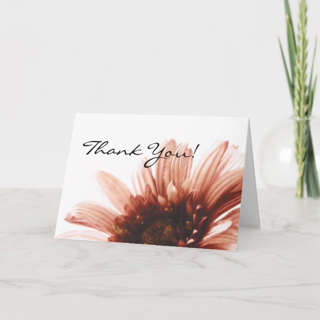 Cartão De Agradecimento Pink Daisy Obrigado (Frente)