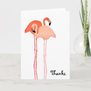 Cartão De Agradecimento Pink Flamingos Beach Wedding Thank You Note