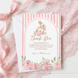 Cartão De Agradecimento Pink Floral Bunny Bow Birthday Thank You