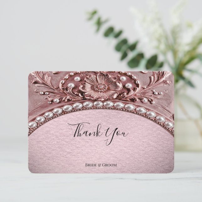 Cartão De Agradecimento Pink Flower Thank You Card (Em pé/Frente)