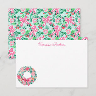 Cartão De Agradecimento Pink & Green Palm Beach Wreath