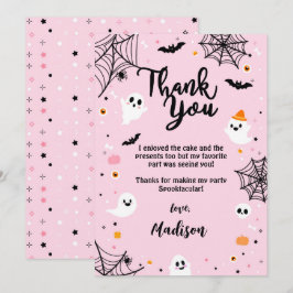 Cartão De Agradecimento Pink Halloween Cute Ghost