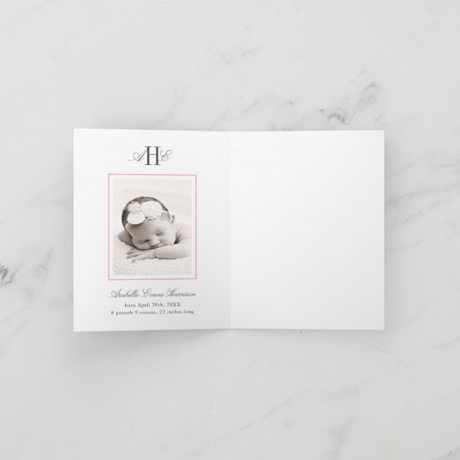 Cartão De Agradecimento Pink Hydrangea Flower Baby Shower Baby Photo (Interior)