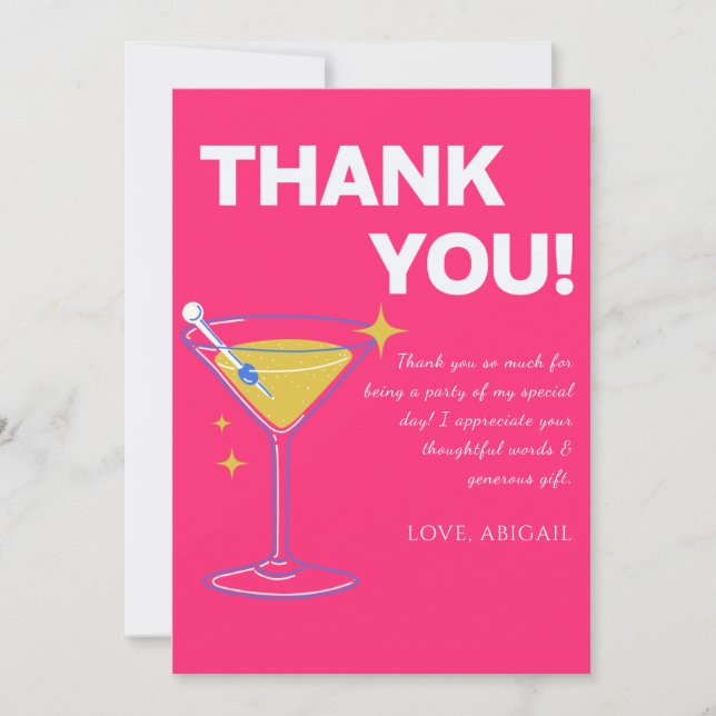 Cartão De Agradecimento Pink Minimalist 30th Birthday Thank You Cards    (Frente)