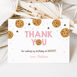 Cartão De Agradecimento Pink One Sweet Cookie Aniversário Obrigado