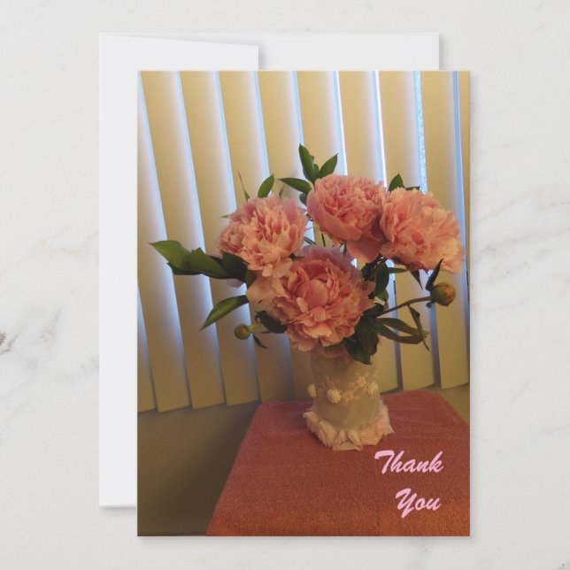 Cartão De Agradecimento Pink Peony Bouquet Flat Thank You Card (Frente)
