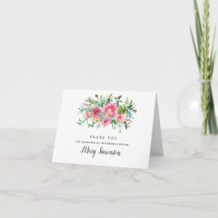 Cartão De Agradecimento Pink Peony Floral 70 Birthday Foto