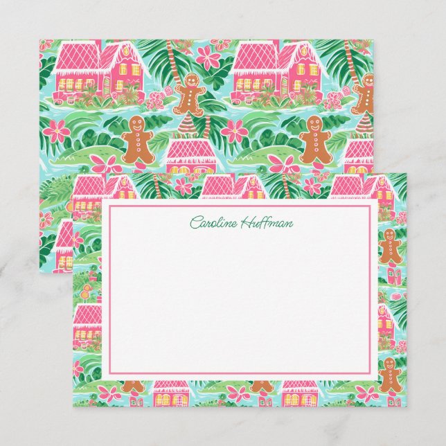 Cartão De Agradecimento Pink Pink Christmas Gingerpão personalizado (Frente/Verso)