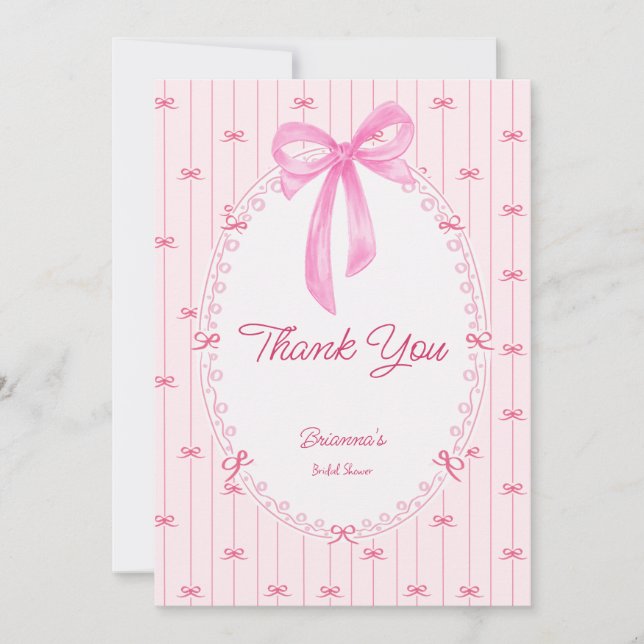 Cartão De Agradecimento Pink preppy hand drawn baby shower (Frente)