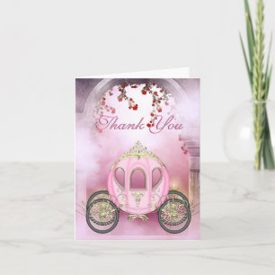 Cartão De Agradecimento Pink Princess Carriage Enchanted Thank You