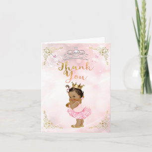 Cartão De Agradecimento Pink Princess Vintage Tan Bebê Menina Obrigada