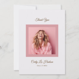 Cartão De Agradecimento Pink Purple Minimal High School Photo Grad