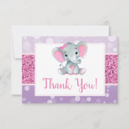 Cartão de Agradecimento Pink PurpleElephant Chuvei
