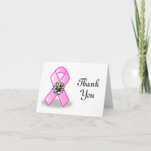 Cartão De Agradecimento Pink ribbon and daisy Thank You notecard
