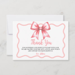 Cartão De Agradecimento Pink Ribbon Baby Shower Thank You Card