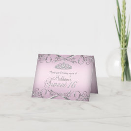 Cartão de Agradecimento Pink & Silver Tiara Sweet