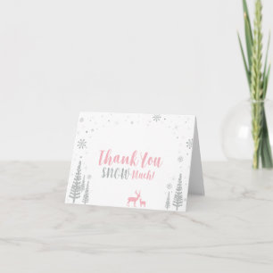 Cartão de Agradecimento Pink & Silver Winter Wonde
