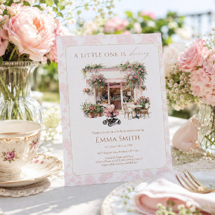 Cartão De Agradecimento Pink Toile Baby Está Brewando Café Coquette 