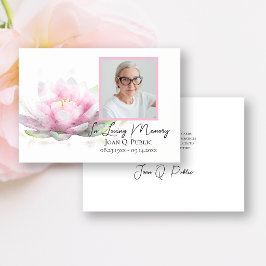 Cartão De Agradecimento Pink Water Lily Flower Funeral Memorial Sympathy
