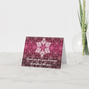 Cartão De Agradecimento Pink & White Business Holiday Thank You Note Card