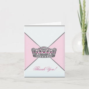 Cartão De Agradecimento Pink White Tiara Princess Thank You Card