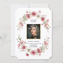 Cartão De Agradecimento Pink Wild Flowers Funeral Photo Thank You Card
