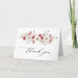 Cartão De Agradecimento Pink Wild Flowers Wedding Folded