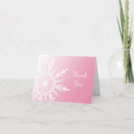 Cartão De Agradecimento Pink Winter Snowflake Bridesmaid Obrigado