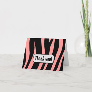 Cartão De Agradecimento Pink Zebra Print "Thank you!" note card