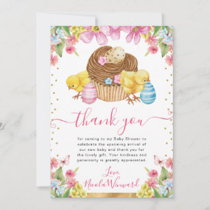 Cartão De Agradecimento Pintinhos de aquarela Primavera de bolso Chá de fr