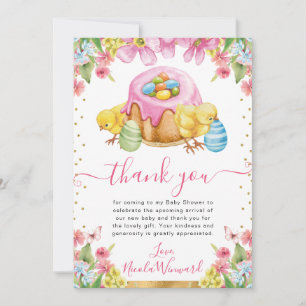 Cartão De Agradecimento Pintinhos de aquarela Primavera de bolso Chá de fr
