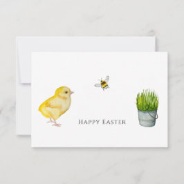 Cartão De Agradecimento pintinhos felzs pascoa e flores de primavera