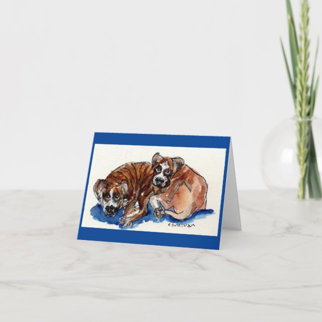 Cartão De Agradecimento pintura aquarela Boxers e frases inspiradoras (Frente)