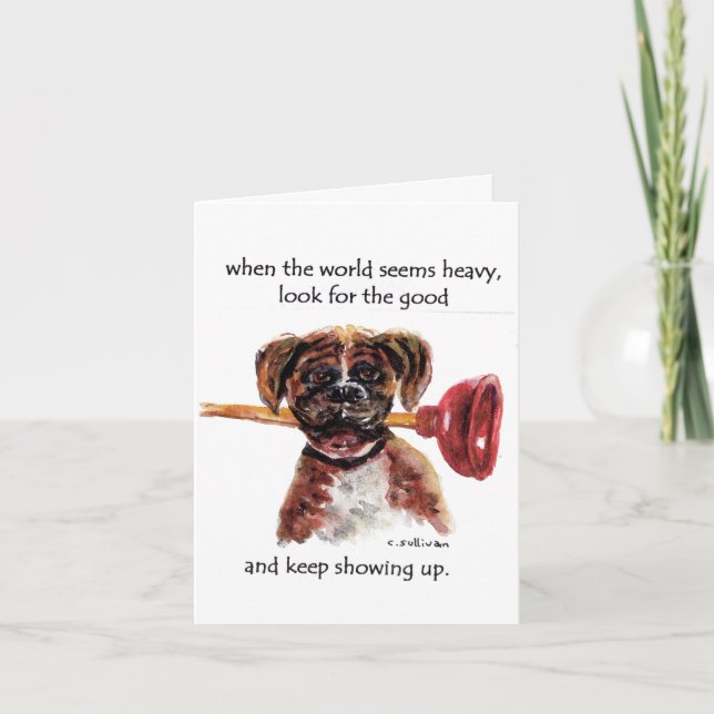 Cartão De Agradecimento pintura aquosa Boxer + Paraíso, história de incênd (Frente)