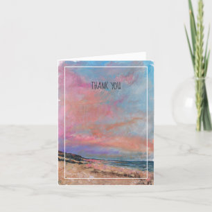 Cartão De Agradecimento Pintura Azul no Lago Praia