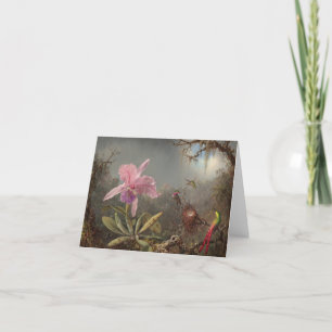 Cartão De Agradecimento Pintura Botânica Orquídea Rosa
