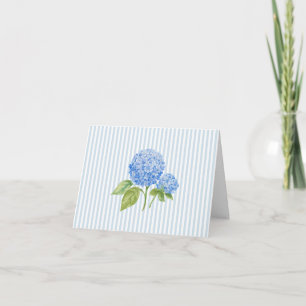 Cartão De Agradecimento Pintura de Flor de Hortênsia Azul Faixa Azul