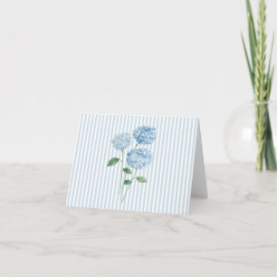 Cartão De Agradecimento Pintura de Flor de Hortênsia Azul Faixa Azul